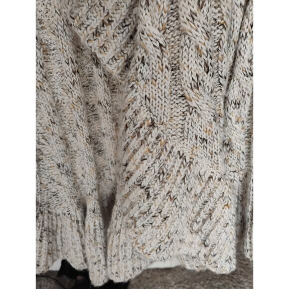 Apt. 9 XL Long Beige Cardigan Sweater. Ruffles. Bell Sleeve. Hippie. Boho. - Picture 6 of 16